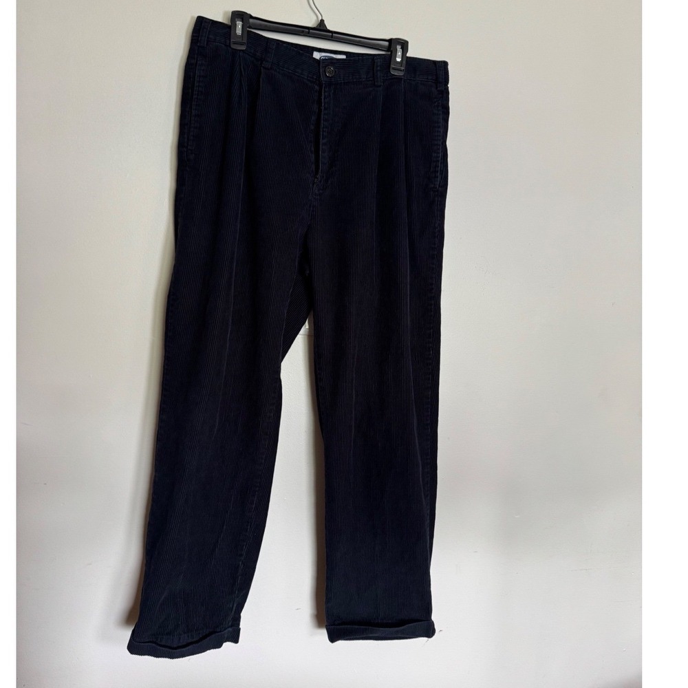 Old Navy Mens Vintage Pleated Corduroy Pants Navy Blue Wide Wale 36x30 Relaxed